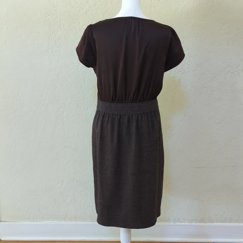 The Limited Dark Brown Satin and Herringbone Tweed Professional Dress Size 12 - Picture 6 of 11